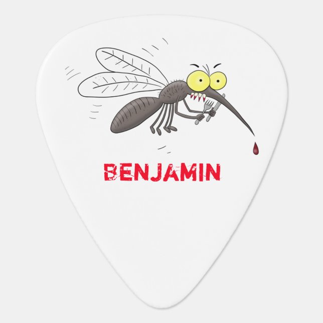 Funny mosquito insect cartoon illustration guitar pick (Front)