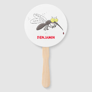 Funny mosquito insect cartoon illustration hand fan