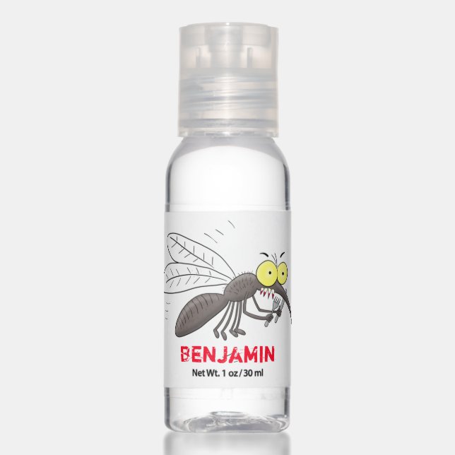 Funny mosquito insect cartoon illustration hand sanitizer (Front)