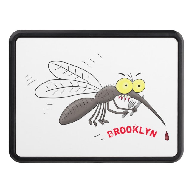 Funny mosquito insect cartoon illustration hitch cover (Front)