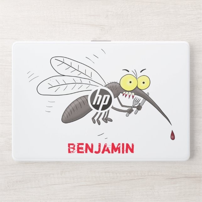 Funny mosquito insect cartoon illustration HP laptop skin (Front)