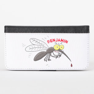 Funny mosquito insect cartoon illustration iPhone x wallet case