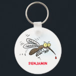 Funny mosquito insect cartoon illustration keychain<br><div class="desc">Creepy,  annoying and funny mosquito cartoon illustration.</div>