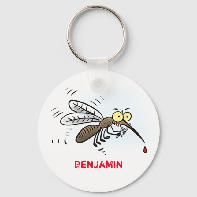 Funny mosquito insect cartoon illustration keychain (Front)