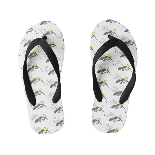 Funny mosquito insect cartoon illustration kid's flip flops (Footbed)