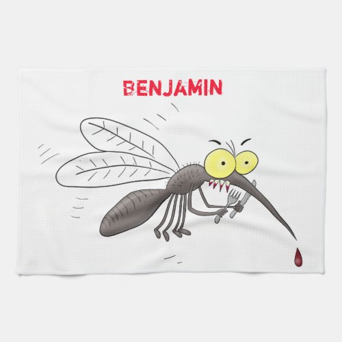 Funny mosquito insect cartoon illustration kitchen towel