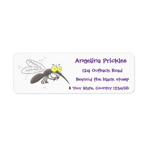 Funny mosquito insect cartoon illustration label