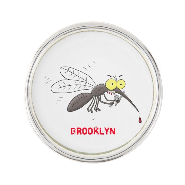 Funny mosquito insect cartoon illustration lapel pin (Front)