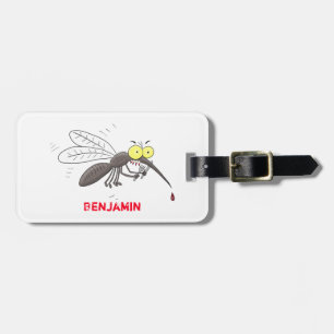 Funny mosquito insect cartoon illustration luggage tag