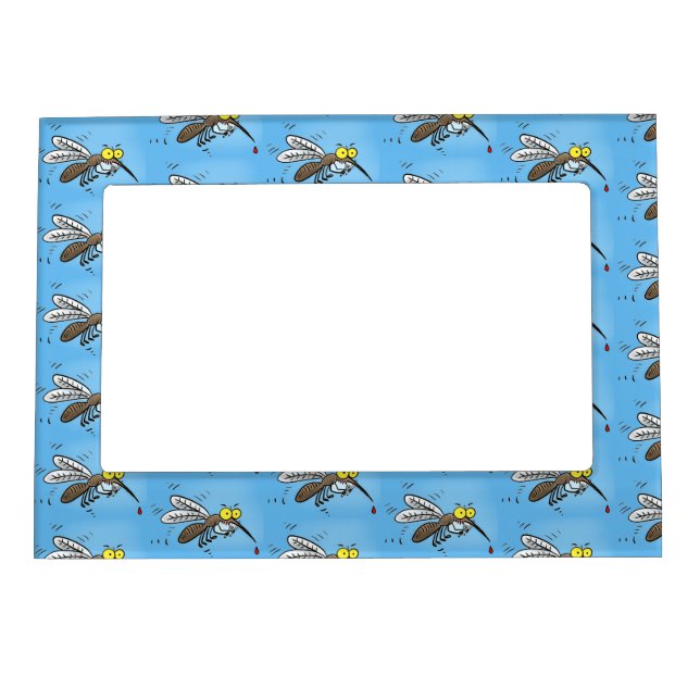 Funny mosquito insect cartoon illustration magnetic frame (Front)