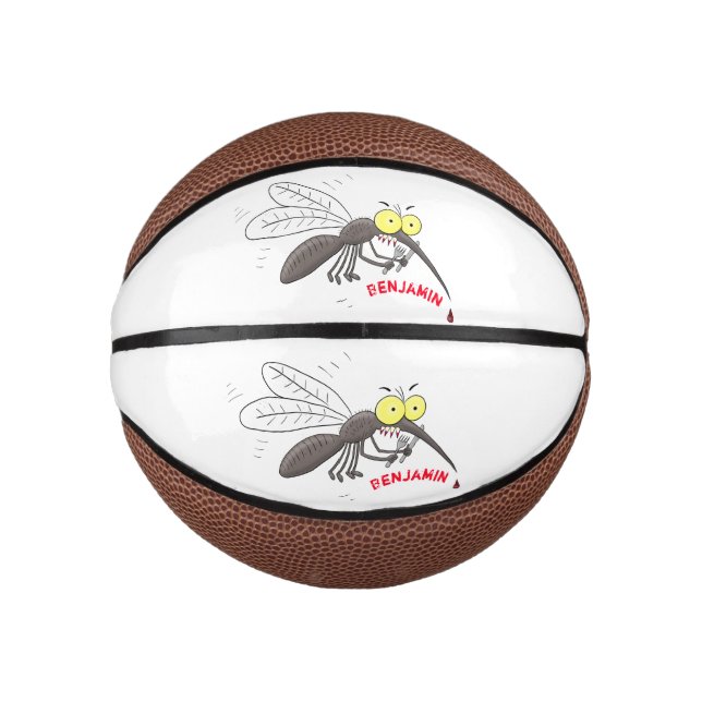 Funny mosquito insect cartoon illustration mini basketball (Front)