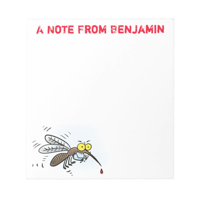 Funny mosquito insect cartoon illustration notepad (Front)
