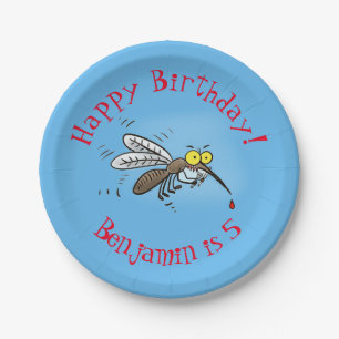 Funny mosquito insect cartoon illustration paper plates