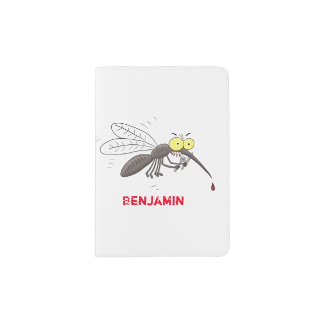 Funny mosquito insect cartoon illustration passport holder (Front)