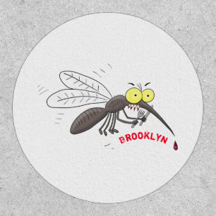 Funny mosquito insect cartoon illustration patch
