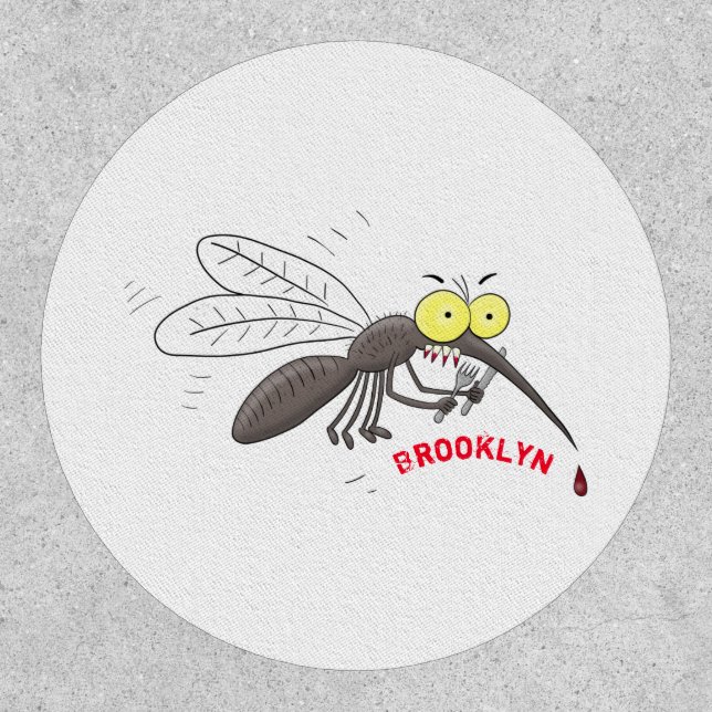 Funny mosquito insect cartoon illustration patch (Front)