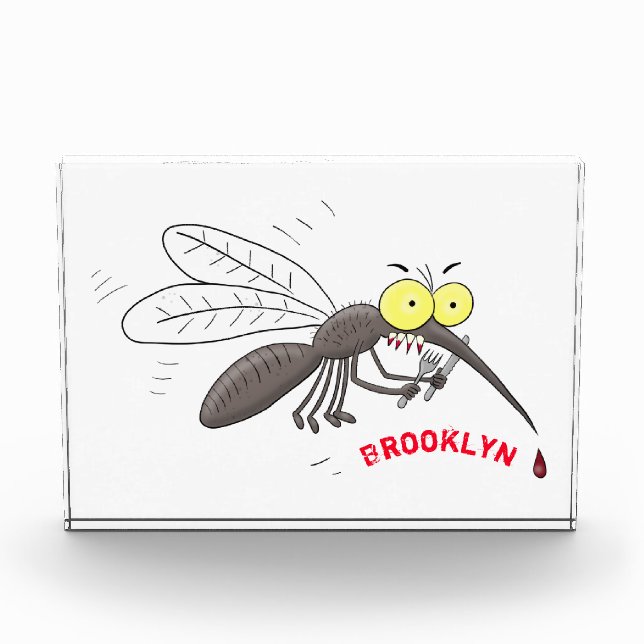 Funny mosquito insect cartoon illustration photo block (Front)