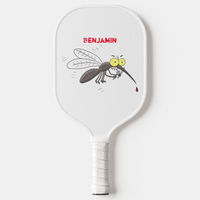 Funny mosquito insect cartoon illustration  pickleball paddle (Front)