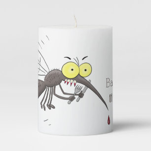Funny mosquito insect cartoon illustration pillar candle