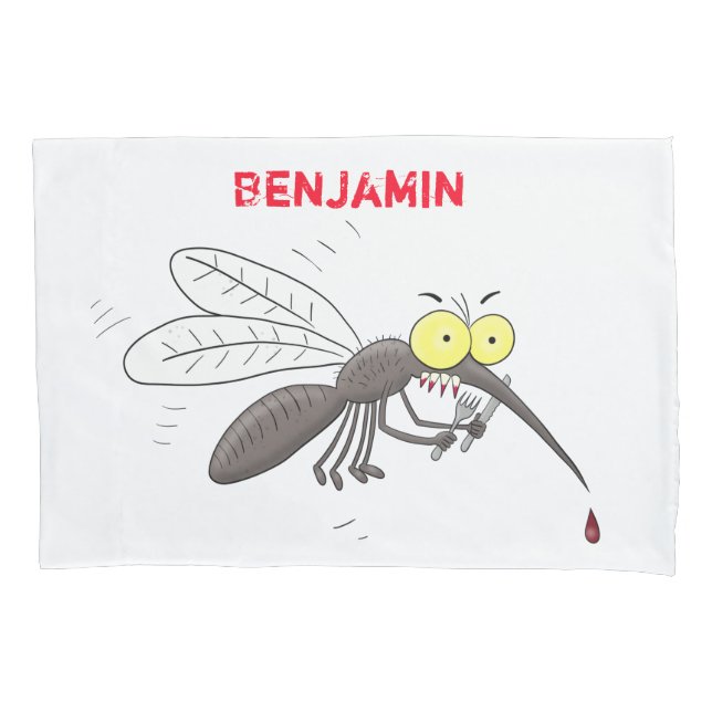 Funny mosquito insect cartoon illustration pillow case (Front)