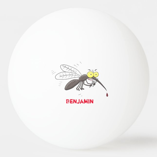 Funny mosquito insect cartoon illustration ping pong ball (Front)