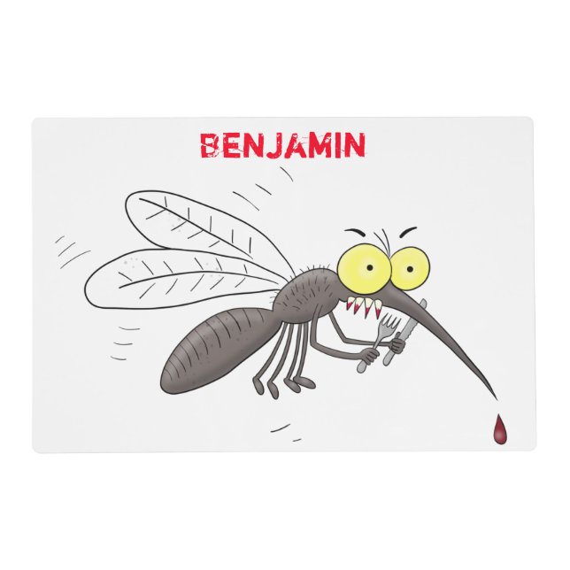 Funny mosquito insect cartoon illustration placemat (Front)