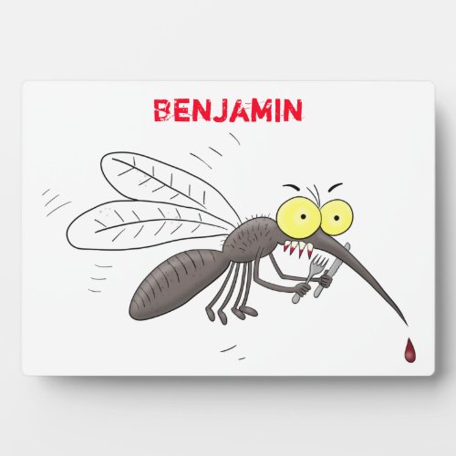 Funny mosquito insect cartoon illustration plaque