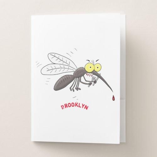 Funny mosquito insect cartoon illustration pocket folder