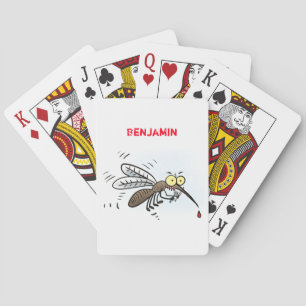Funny mosquito insect cartoon illustration poker cards