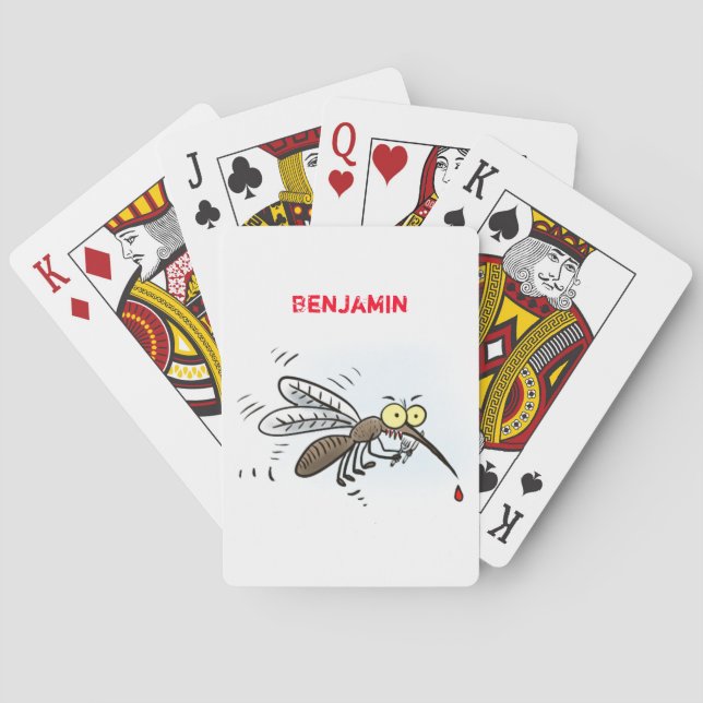 Funny mosquito insect cartoon illustration poker cards (Back)