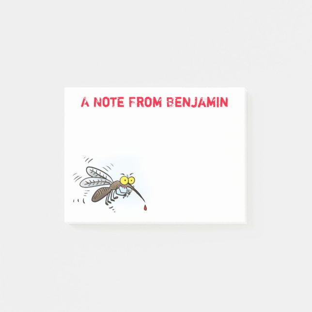 Funny mosquito insect cartoon illustration post-it notes (Front)