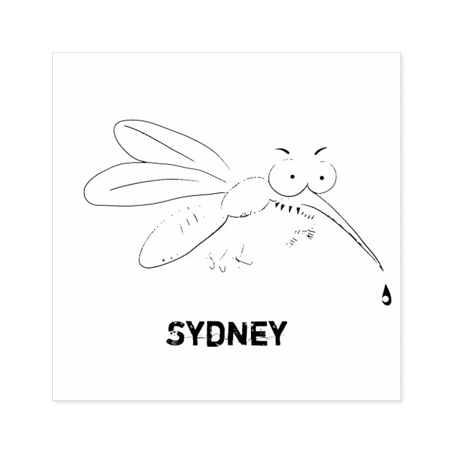 Funny mosquito insect cartoon illustration rubber stamp (Imprint)