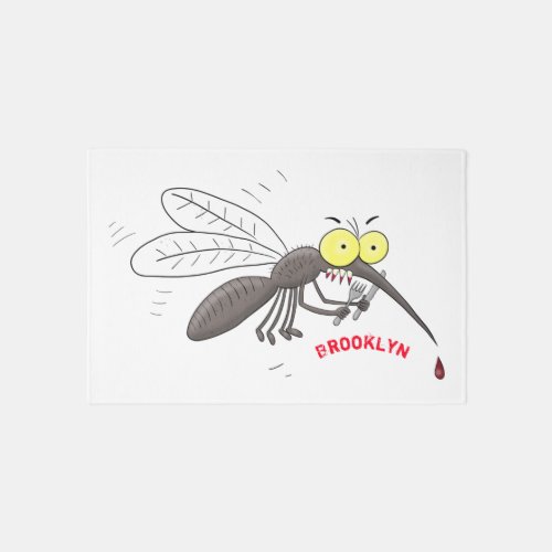 Funny mosquito insect cartoon illustration rug