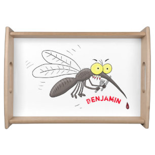 Funny mosquito insect cartoon illustration serving tray