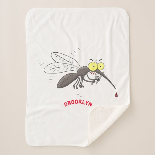 Funny mosquito insect cartoon illustration sherpa blanket