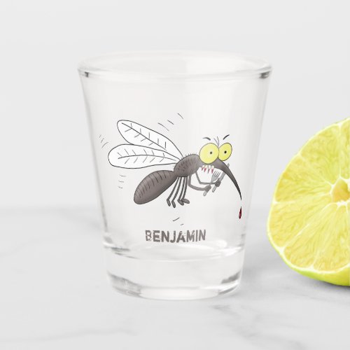 Funny mosquito insect cartoon illustration shot glass
