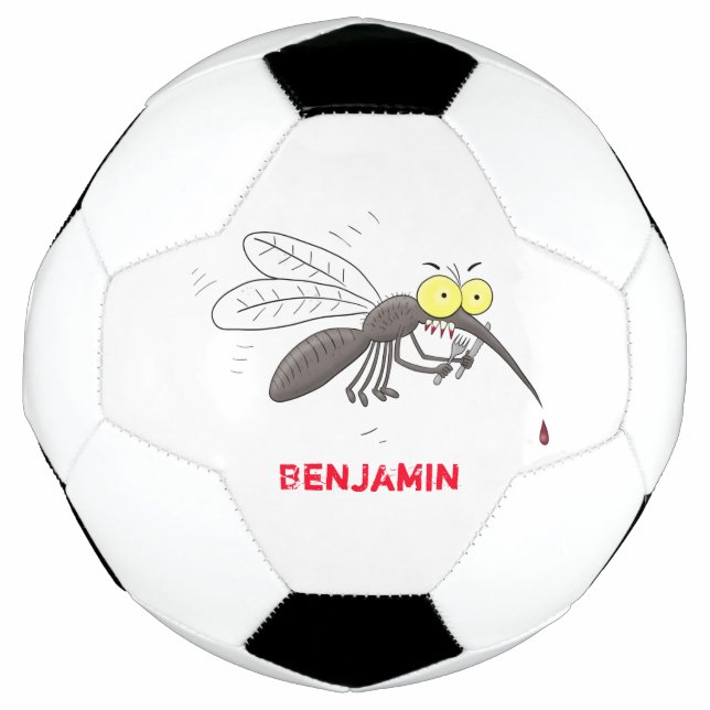 Funny mosquito insect cartoon illustration soccer ball (Front)