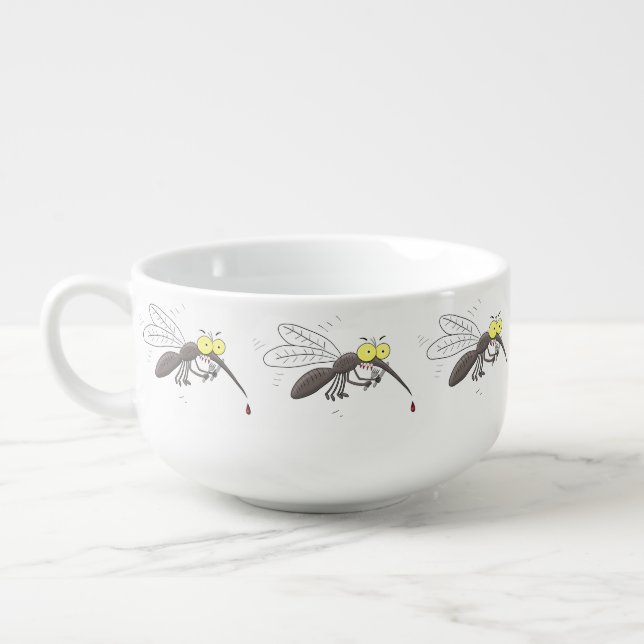 Funny mosquito insect cartoon illustration soup mug (Right)