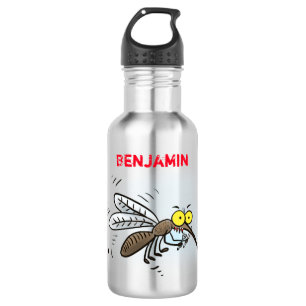 Funny mosquito insect cartoon illustration stainless steel water bottle