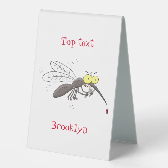 Funny mosquito insect cartoon illustration table tent (Front)
