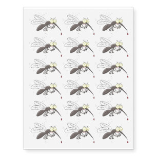 Funny mosquito insect cartoon illustration temporary tattoos