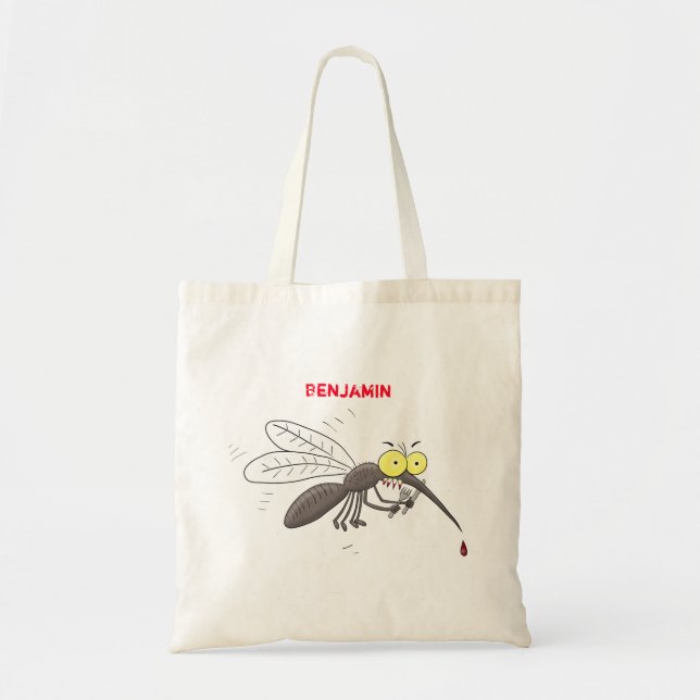 Funny mosquito insect cartoon illustration tote bag (Front)