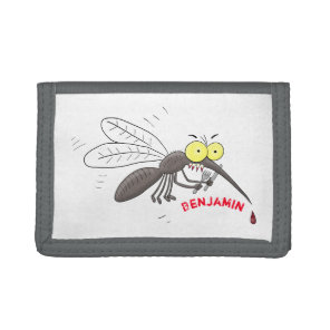Funny mosquito insect cartoon illustration tri-fold wallet