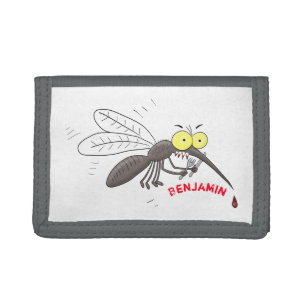 Funny mosquito insect cartoon illustration trifold wallet