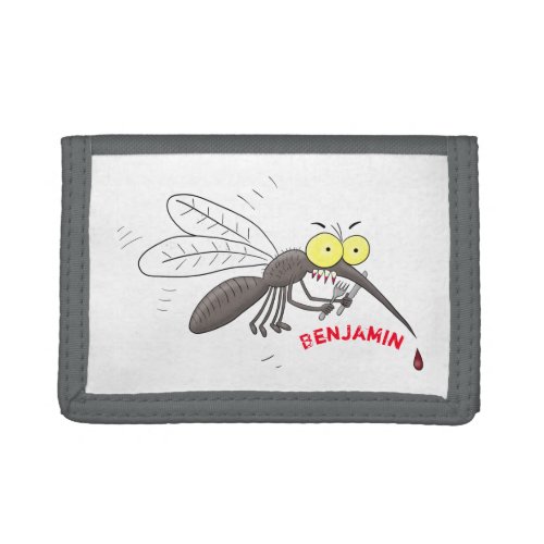 Funny mosquito insect cartoon illustration trifold wallet