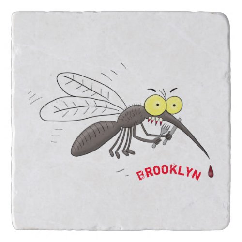 Funny mosquito insect cartoon illustration trivet