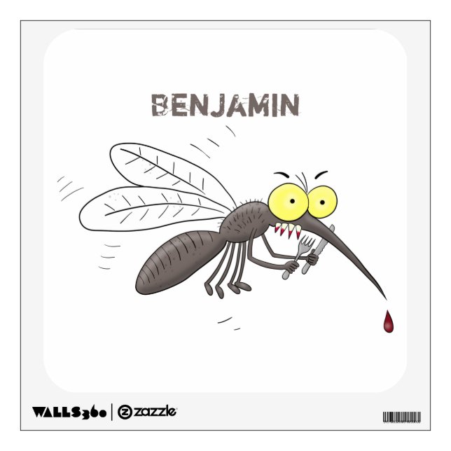 Funny mosquito insect cartoon illustration wall decal (Front)