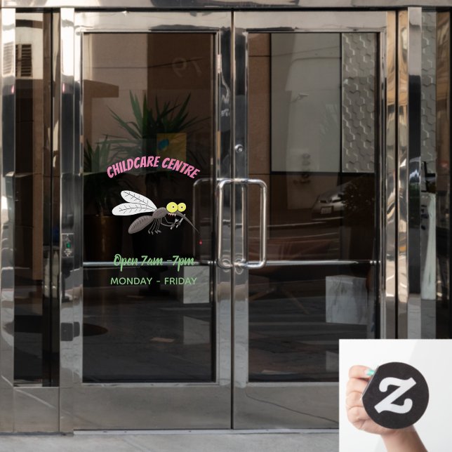 Funny mosquito insect cartoon illustration window cling (Office Door)