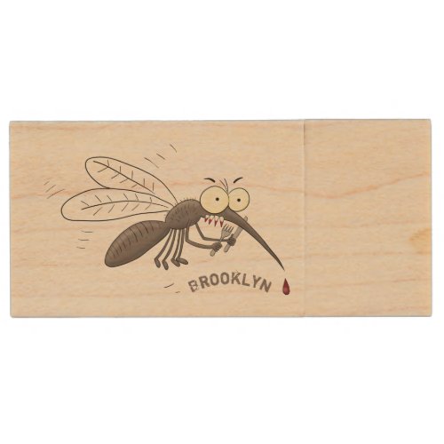 Funny mosquito insect cartoon illustration wood flash drive