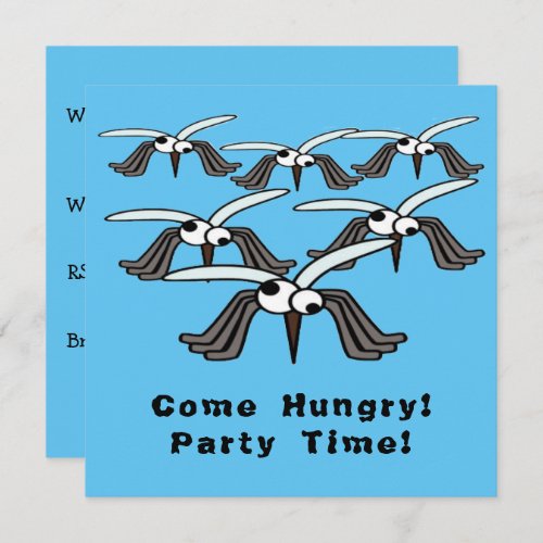 Funny Mosquitoes Come Hungry Summer BBQ Party Time Invitation